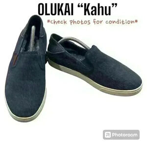 Olukai Kahu Men’s Sz 8.5M Blue Slip On Casual Beach Loafers Boat Deck Shoes